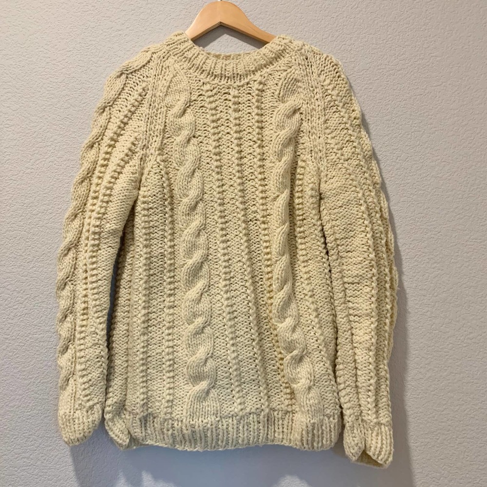 Vtg Chunky Knit Cream La Paloma Crewneck Sweater - Picture 2 of 6